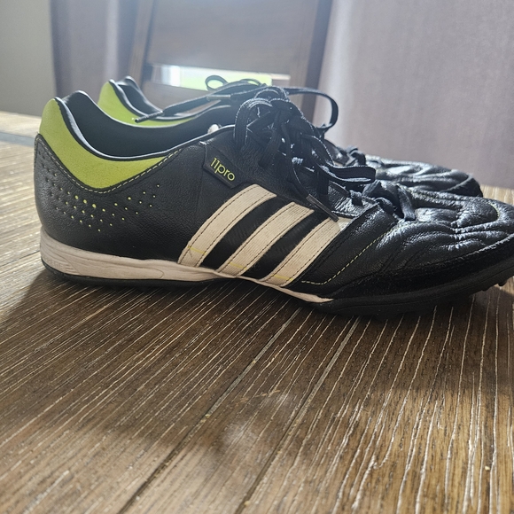 Adidas Black and White Athletic Shoes with Green Accents - Picture 2 of 3